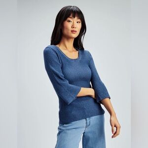 San Francisco sweater semi wide bell sleeve fitted ribknit sweater‎